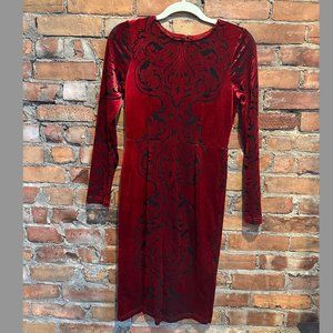 Venus Velvet Midi Dress, Women's Size Small, Black and Red